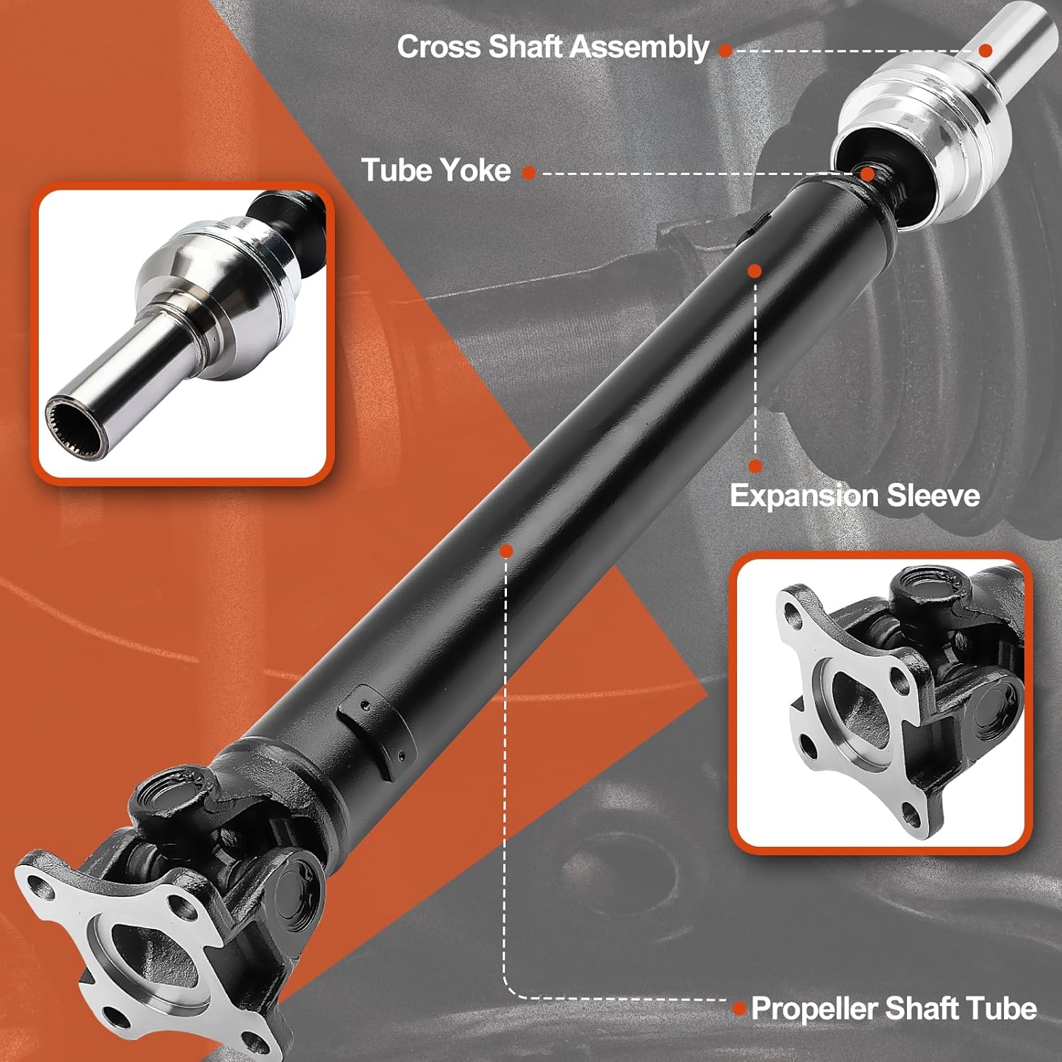 938-150 Front Complete Drive Shaft Prop Shaft Driveshaft Assembly Compatible with Dodge Ram 1500 2002 2003 2004 2005 2006, 4.7L 5.7L, 4WD Automatic Transmission, Replace OE 52105990AA, 52123021AB