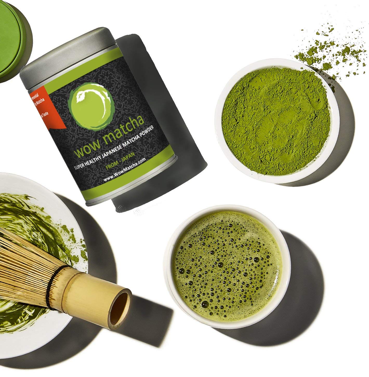 Natural Pure Herbal WowMatcha Japanese Ceremonial Grade Hand Ground Matcha Powder 100g — view 2