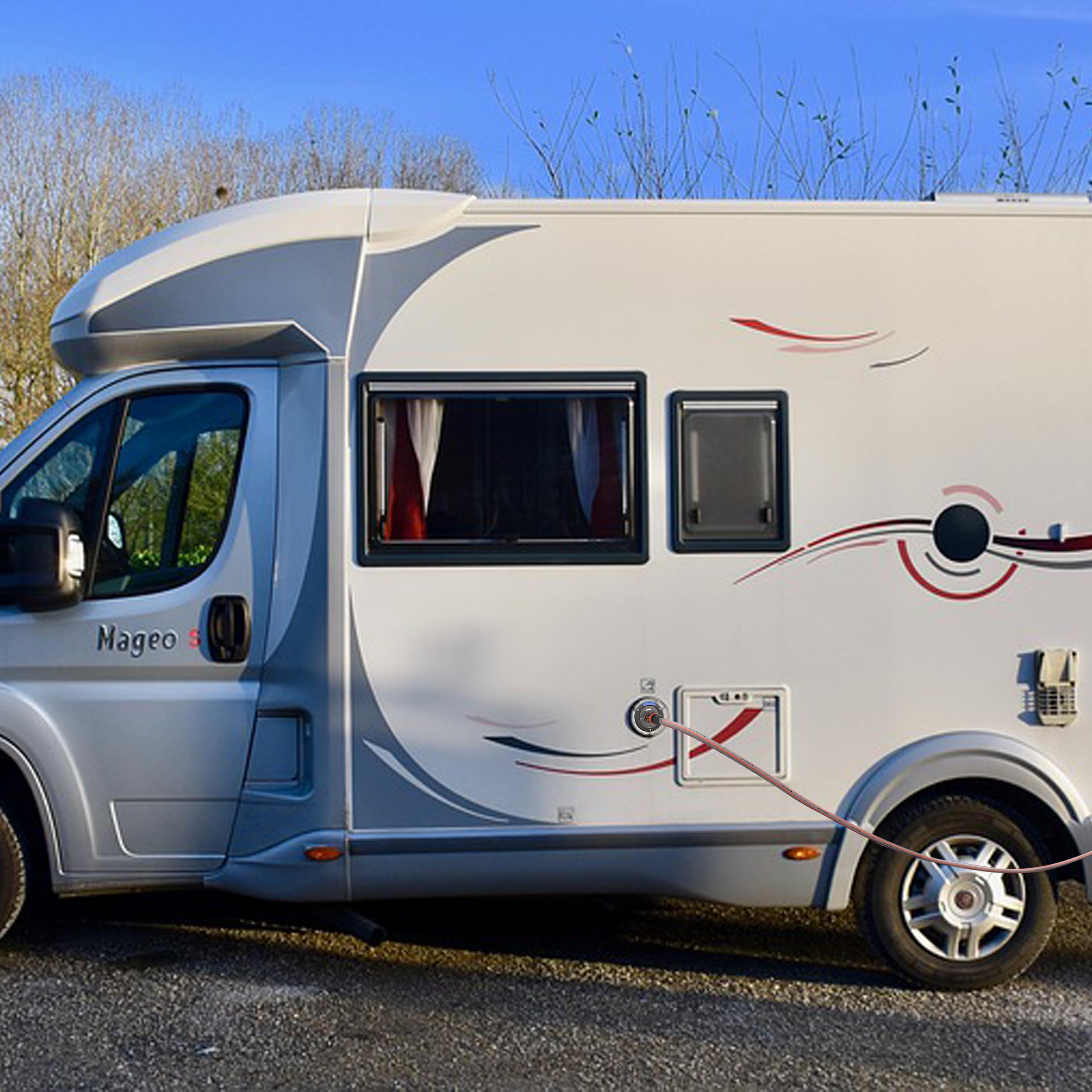 tappo per serbatoio dell' acqua – 3 perni diametro 78 mm – grigio scuro – per camper con tubo per il bocchettone dell'acqua +Plus: adattatore per tubo dell'acqua - 5