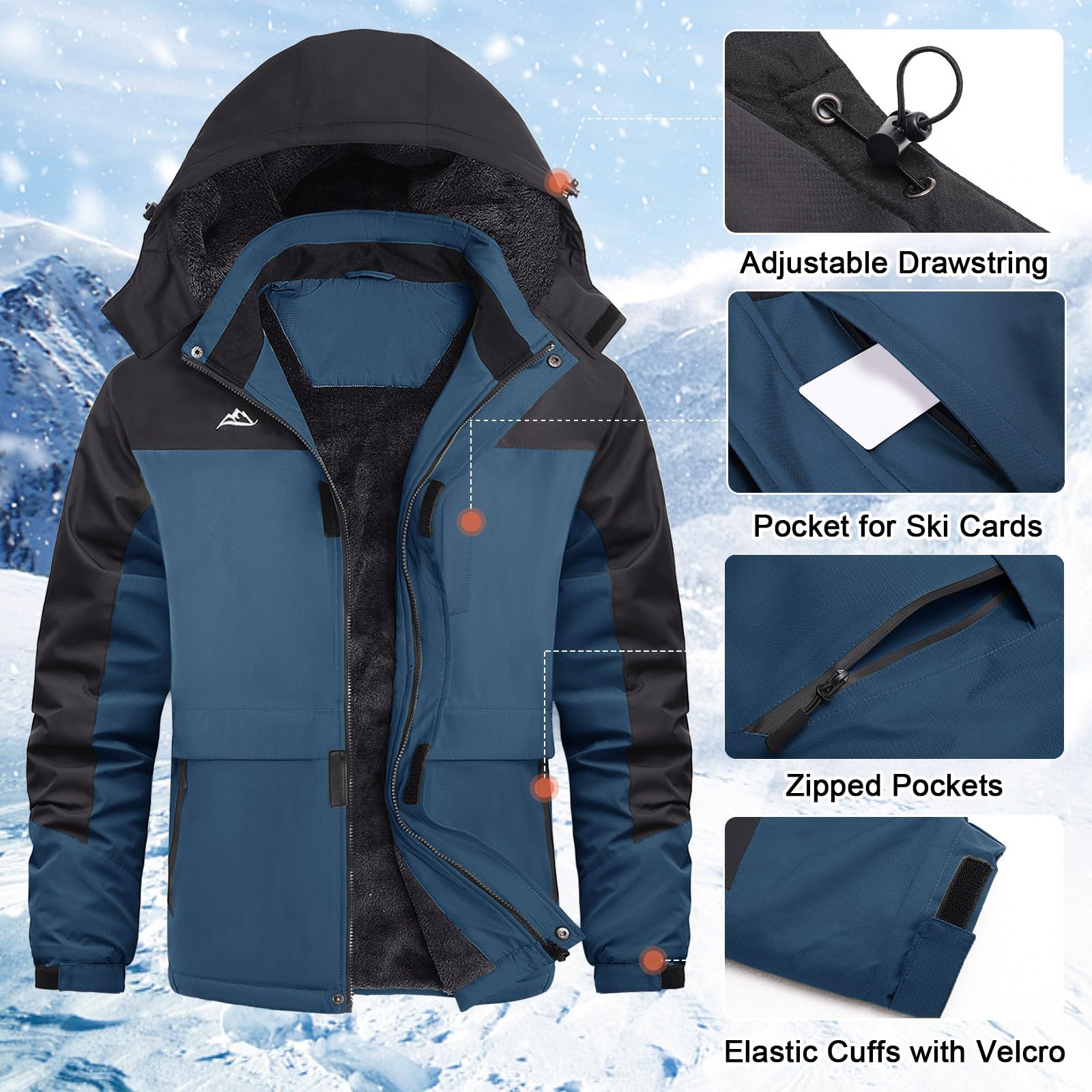 Svanco Chaqueta De Esquí Chaquetas De Hombre Impermeable Forro Polar Abrigo Con Capucha Desmontable Invierno Cálido Patinaje Sobre Hielo Chaqueta Abrigos Snowboard Chaqueta Para Hombres M-XXL