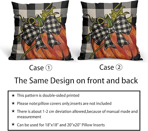 Miniatura 6 de Juego de 2 fundas de almohada de otoño de 18 x 18 pulgadas, color verde azulado y azul, calabaza, para exteriores, Acción de Gracias, diseño de