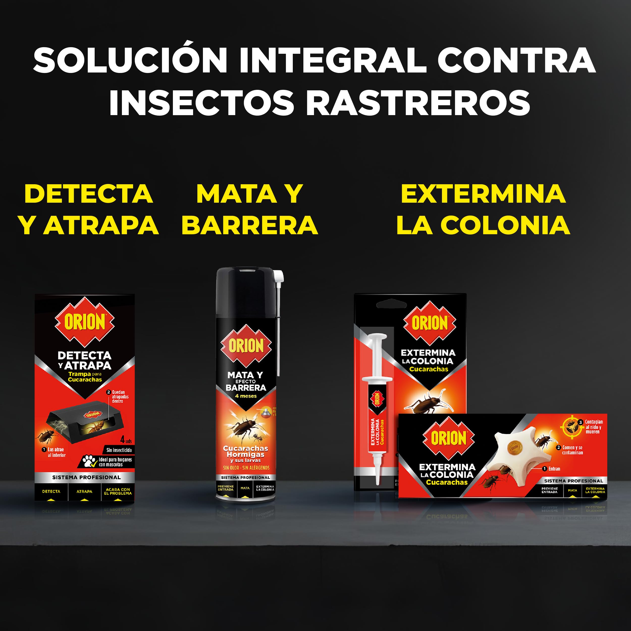 Orion - Cebo Mata Cucarachas, Elimina la Colonia y Nido, Gel de Alta Atracción, Eficacia profesional con Acción Prolongada - 3 uds