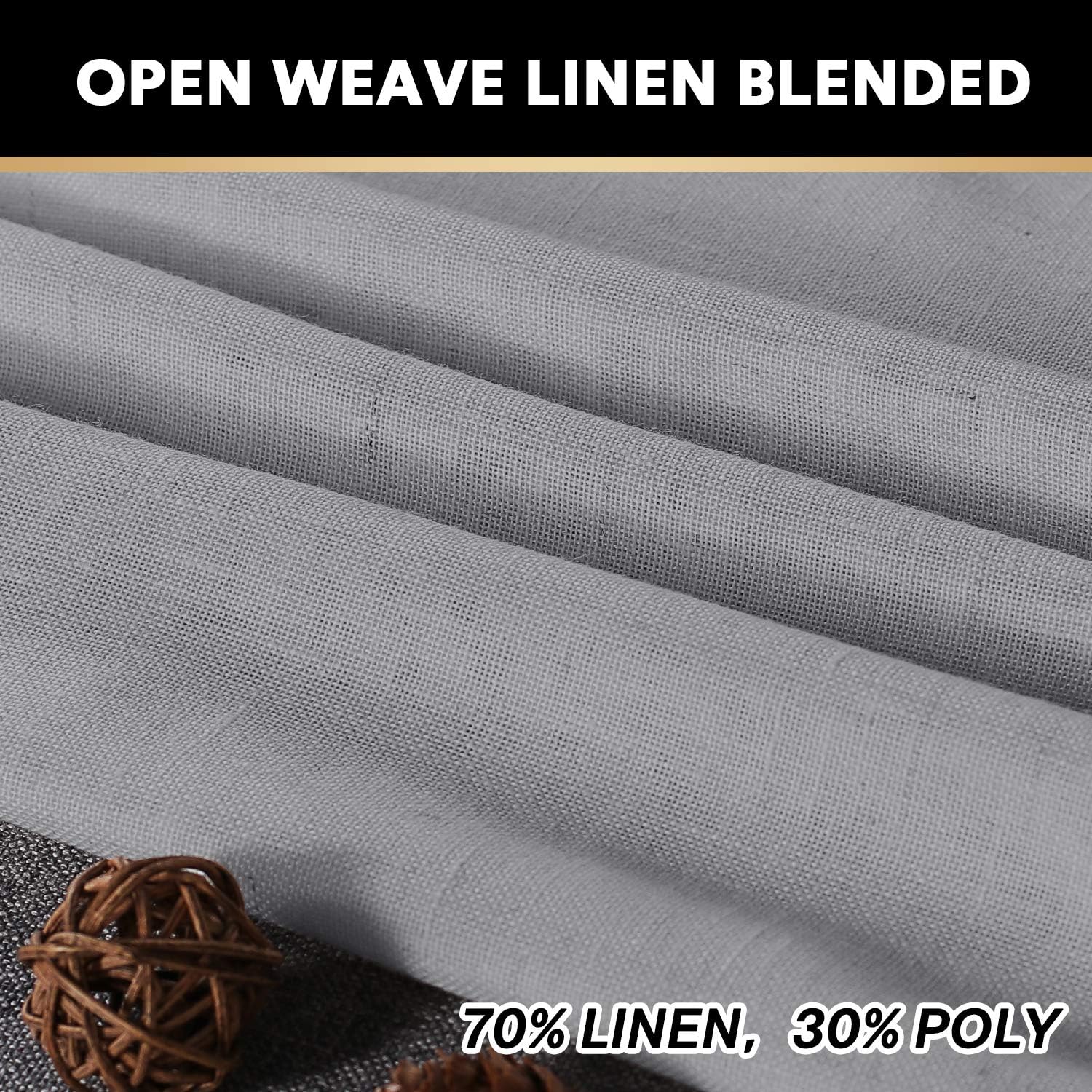 PrinceDeco Linen Curtains 63 Inches Long for Living Room Farmhouse Rod Pocket Light Filtering Window Drapes for Bedroom Curtains, 2 Panels Vertical Drapes(Dove, 52" W x 63" L)