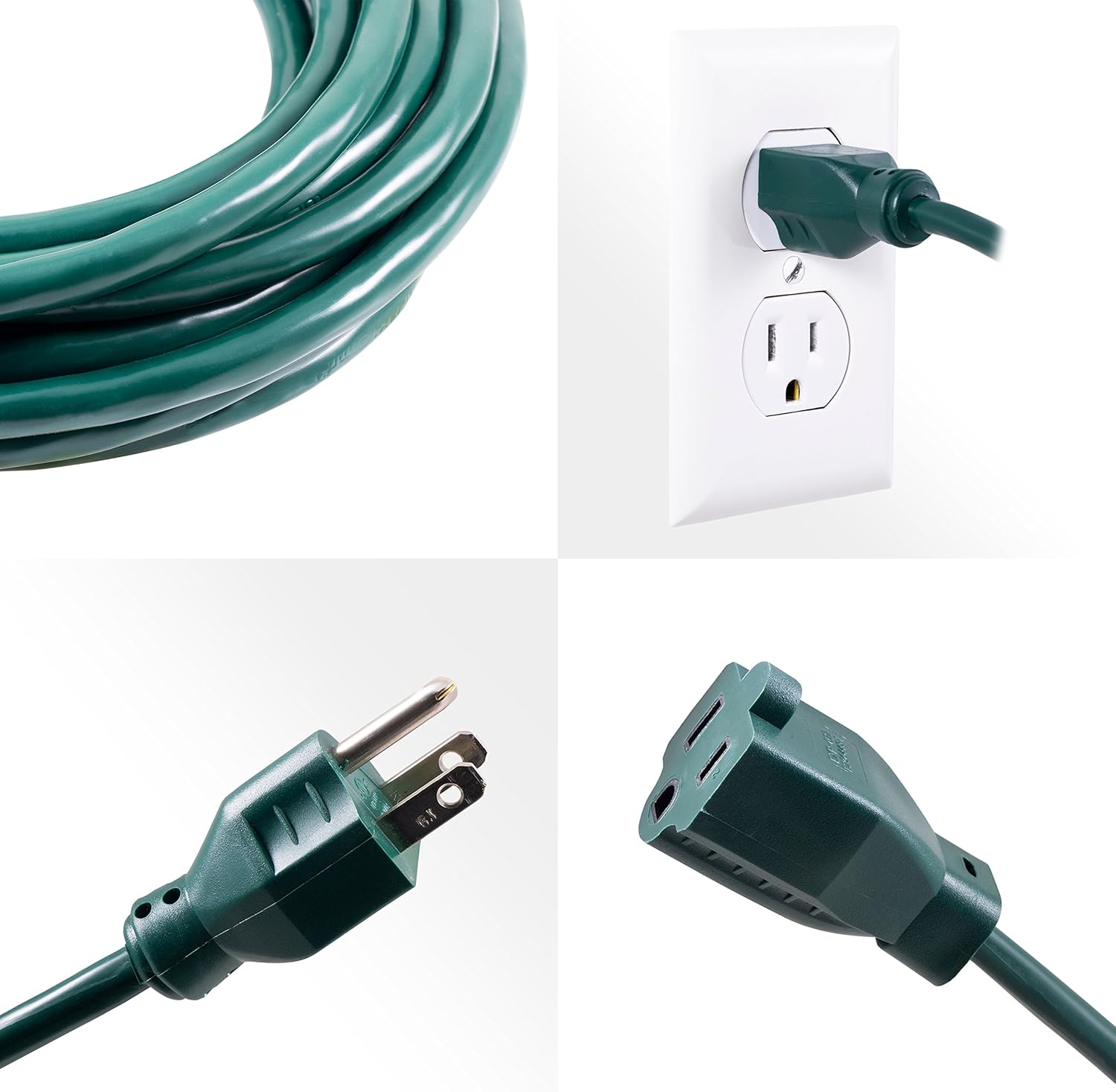 UltraPro Outdoor Extension Cord, 40 Ft, Heavy Duty Extension Cord, Double Insulated, Grounded, 16 Gauge, 3 Prong Extension Cords, General Purpose Long Extension Cord, UL Listed, Green, 55006