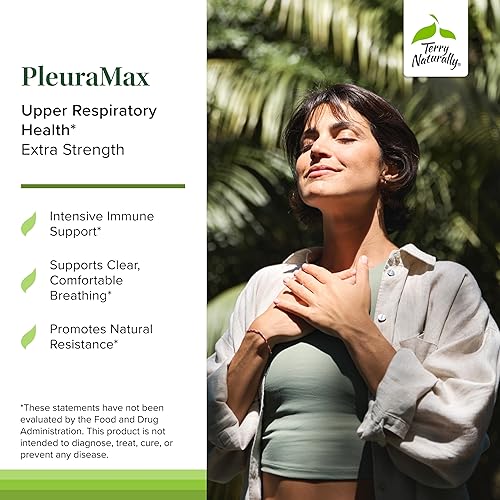 Miniatura 3 de Terry Naturally PleuraMax Extra Strength -Upper Respiratory Health Supplement -Sourced from Oyster Mushrooms -Includes Vitamin C & Zinc for Immune