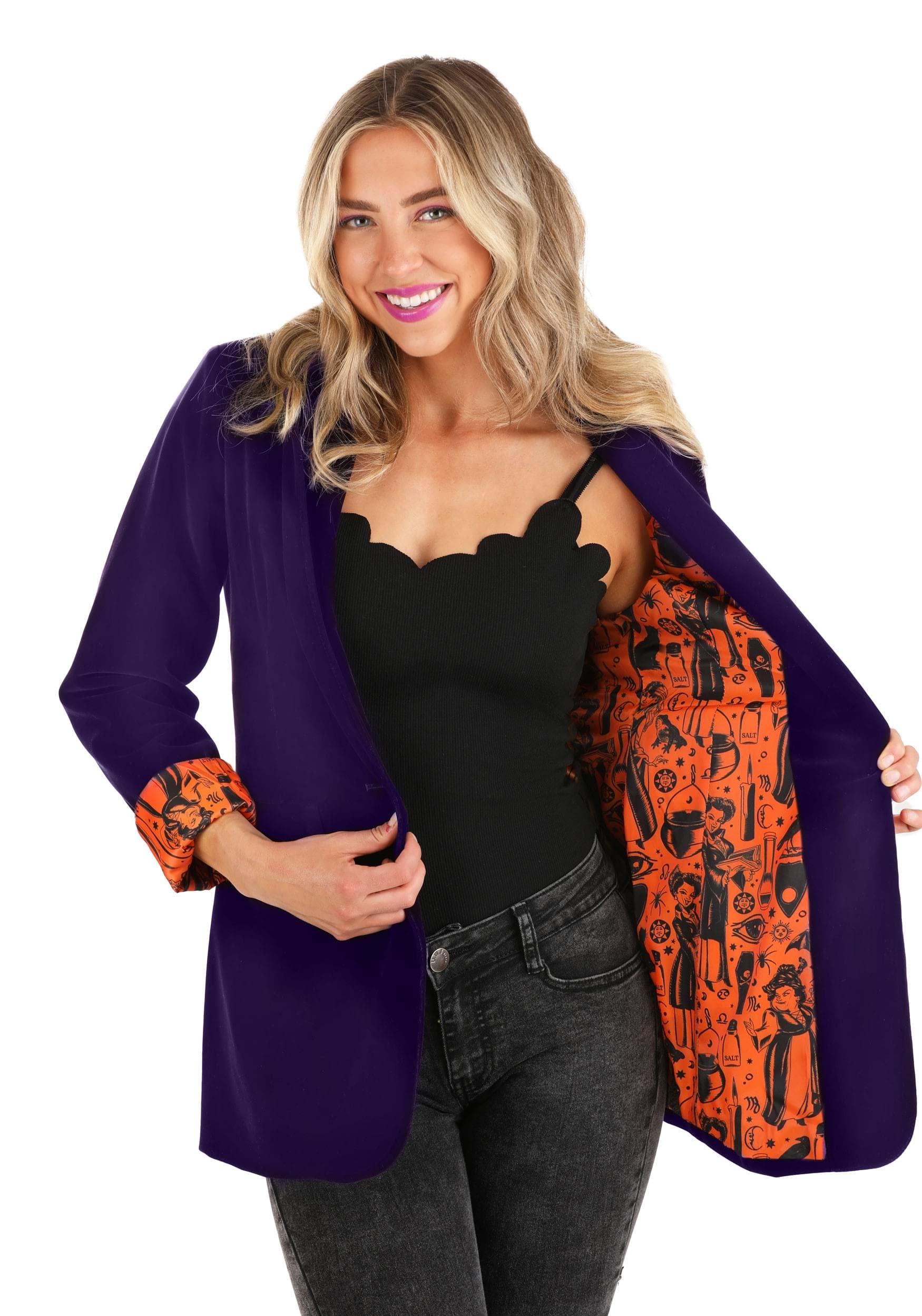 Disney Hocus Pocus Womens Purple Blazer - Officially Licensed Business Casual Jacket