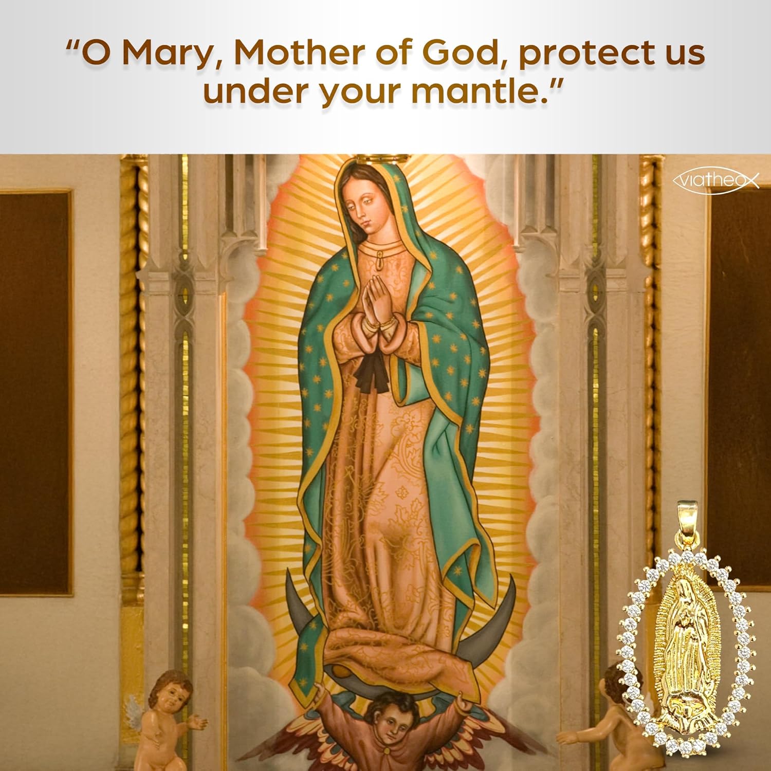Virgin Mary Pendant Necklace for Women – Gold-Tone Our Lady of Guadalupe Charm – Elegant Blessed Jewelry Gift – Catholic Virgen de Guadalupe Cadena Necklace - Image 7