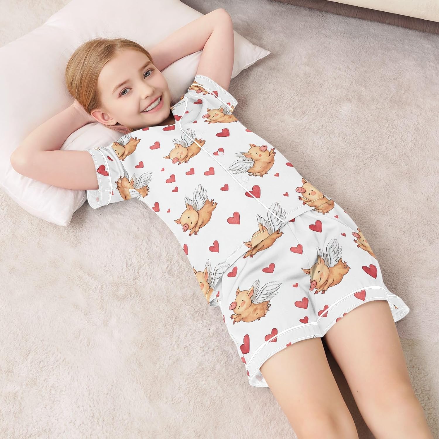 Silk Pajamas Sets Soft Satin 2 Piece Pjs Set Short Sleeve Sleepwear Nightwear