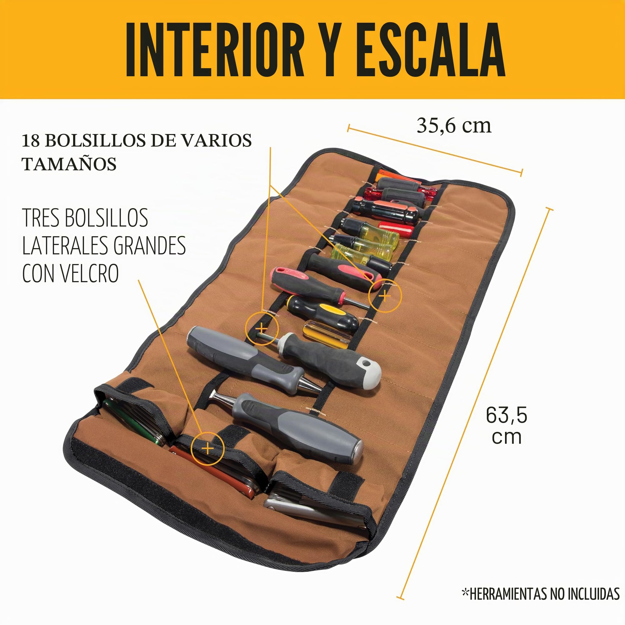 Carhartt Rollo de herramientas de 18 bolsillos, duradero, resistente al agua, rollo de herramientas esencial (negro)