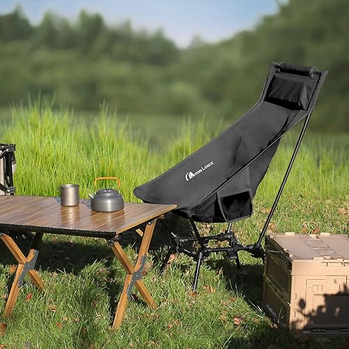 Miniatura 2 de MOON LENCE Sillas plegables portátiles de respaldo alto para adultos, ajustables de gran tamaño, ligeras para playa, caza, senderismo, mochilero