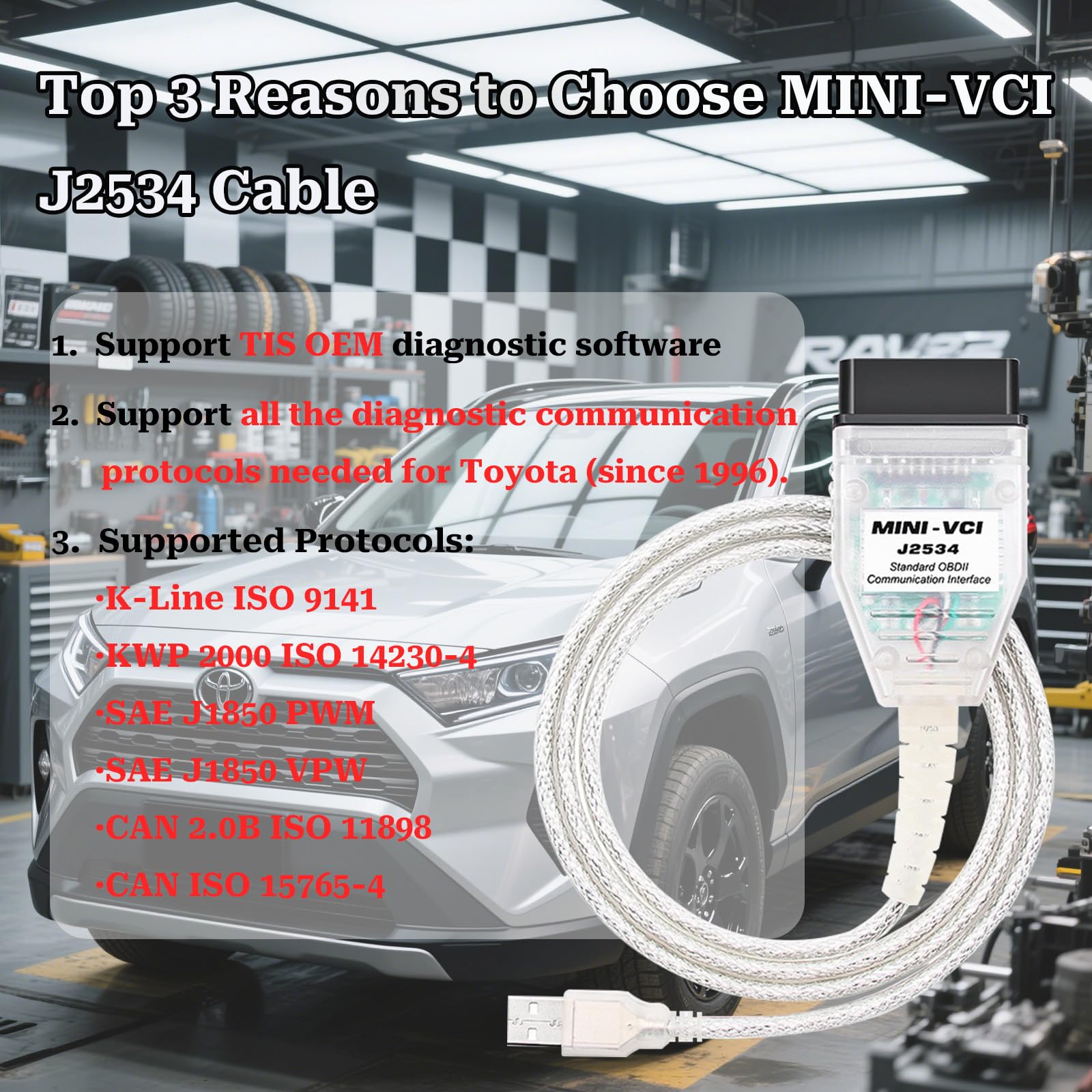 Amazon.com: Mini Vci J2534 Cable for Toyota Techstream-Latest