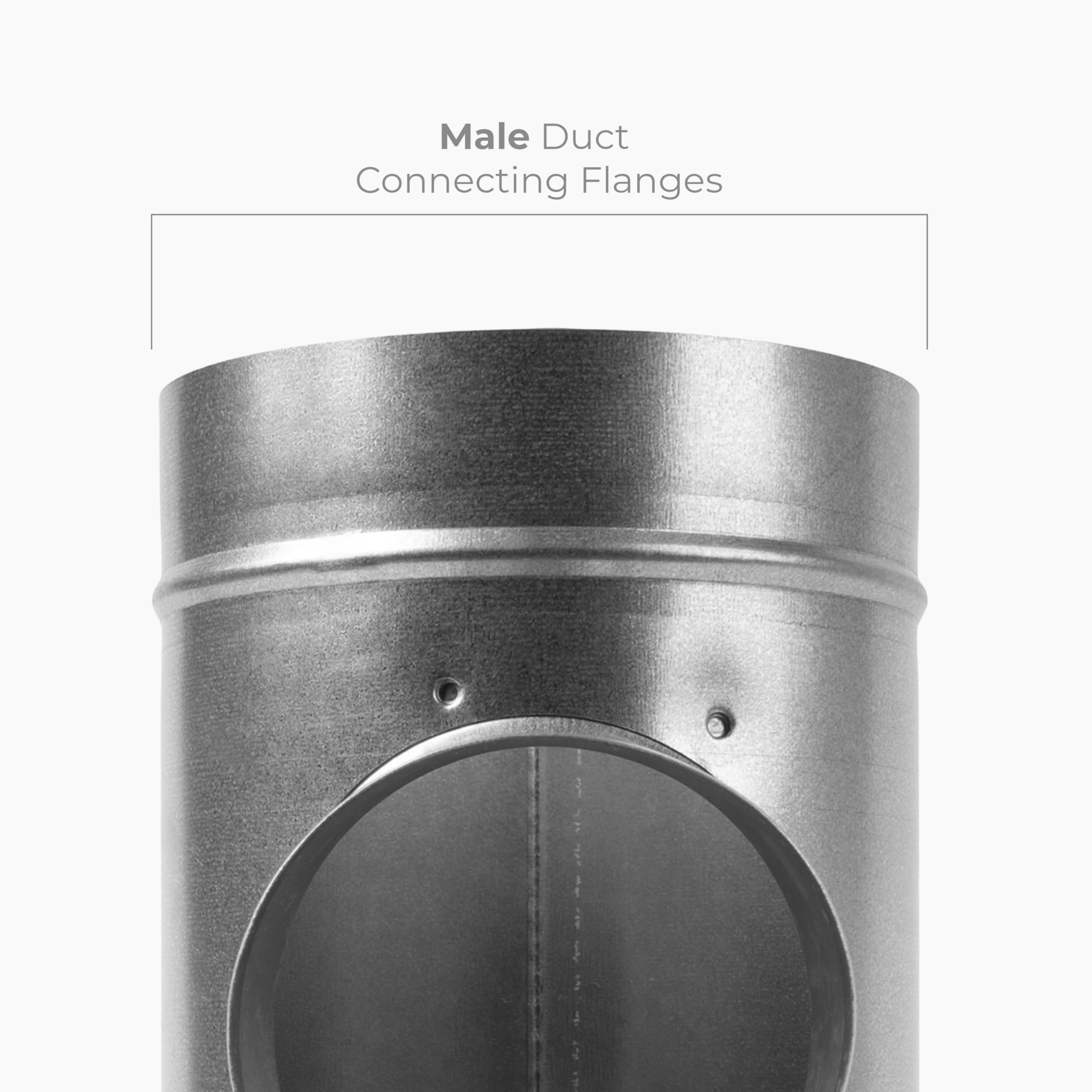 Divisor de conducto en forma de T de 90° de diámetro de 6 x 6 x 4 pulgadas - Adaptador de montaje de metal de 3 vías - Acero galvanizado - Conector de manguera de conducto redondo - para