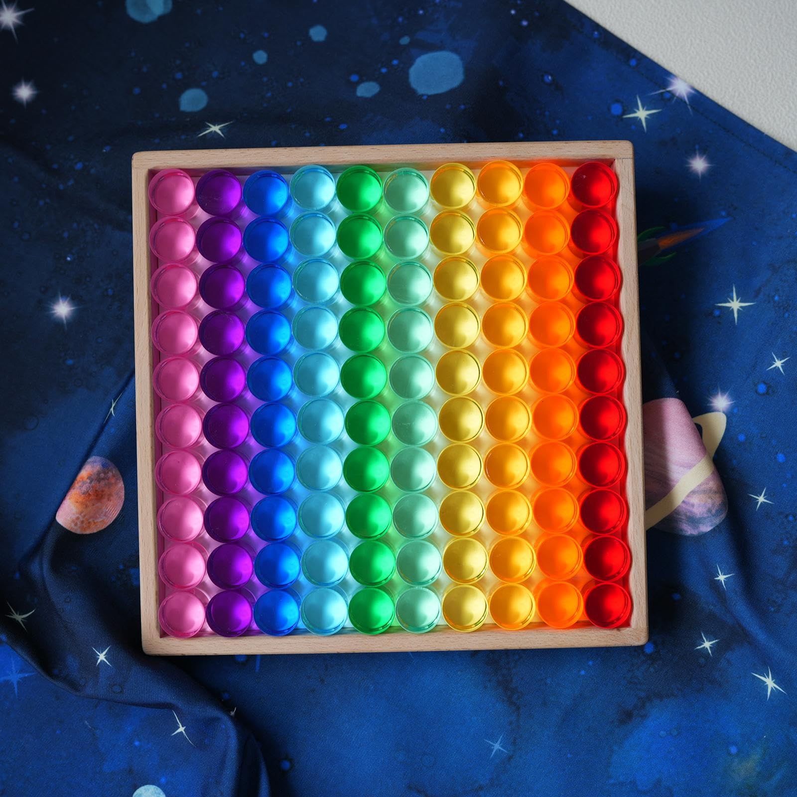 Set di cilindri da costruzione arcobaleno, gioco di impilamento di pietre acriliche per bambini