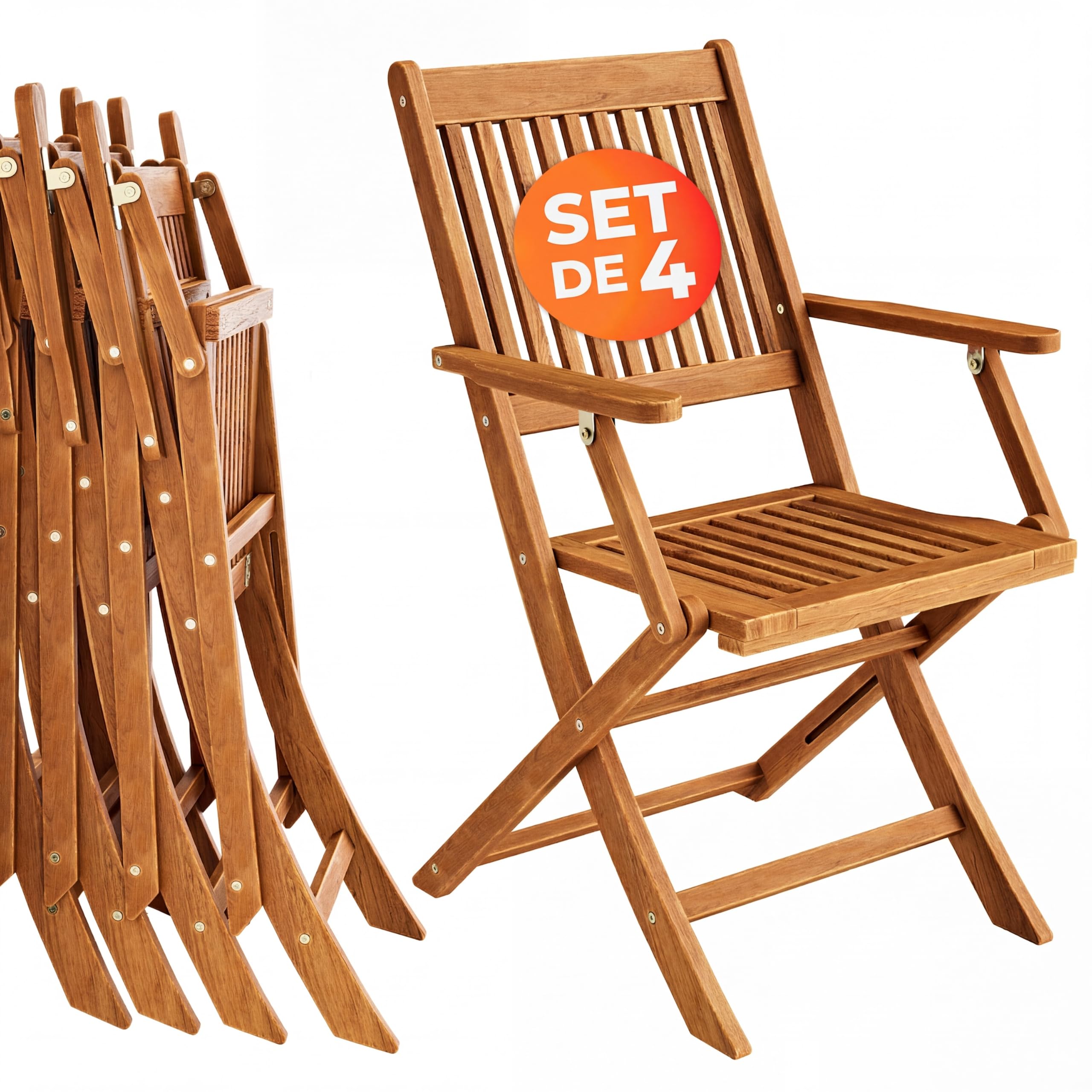 Deuba Juego de 4 Sillas Sydney de Madera de Acacia Sillas de jardín Plegables para Exteriores
