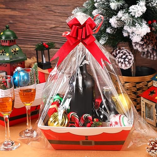 Miniatura 2 de Yeaqee 36 cestas de 8 x 10 pulgadas para regalo, cestas vacías con lazos, caja de regalo de agradecimiento a granel para regalos de fiesta de