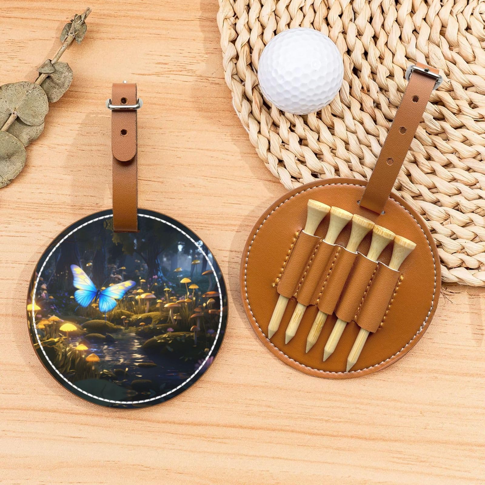 Butterflies in The Forest Brown Golf tee Storage Bag - Durable and wear-Resistant Golf Accessories