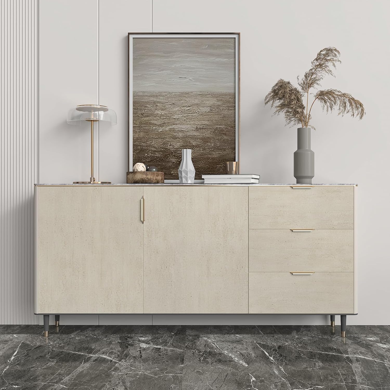 CHIHUT 12"x100" Matte Beige Marble Peel and Stick Wallpaper Waterproof Self Adhesive Removable Marble Contact Paper for Kitchen Countertops Cabinets Furniture Desk Renter Friendly Granite Vinyl Wrap