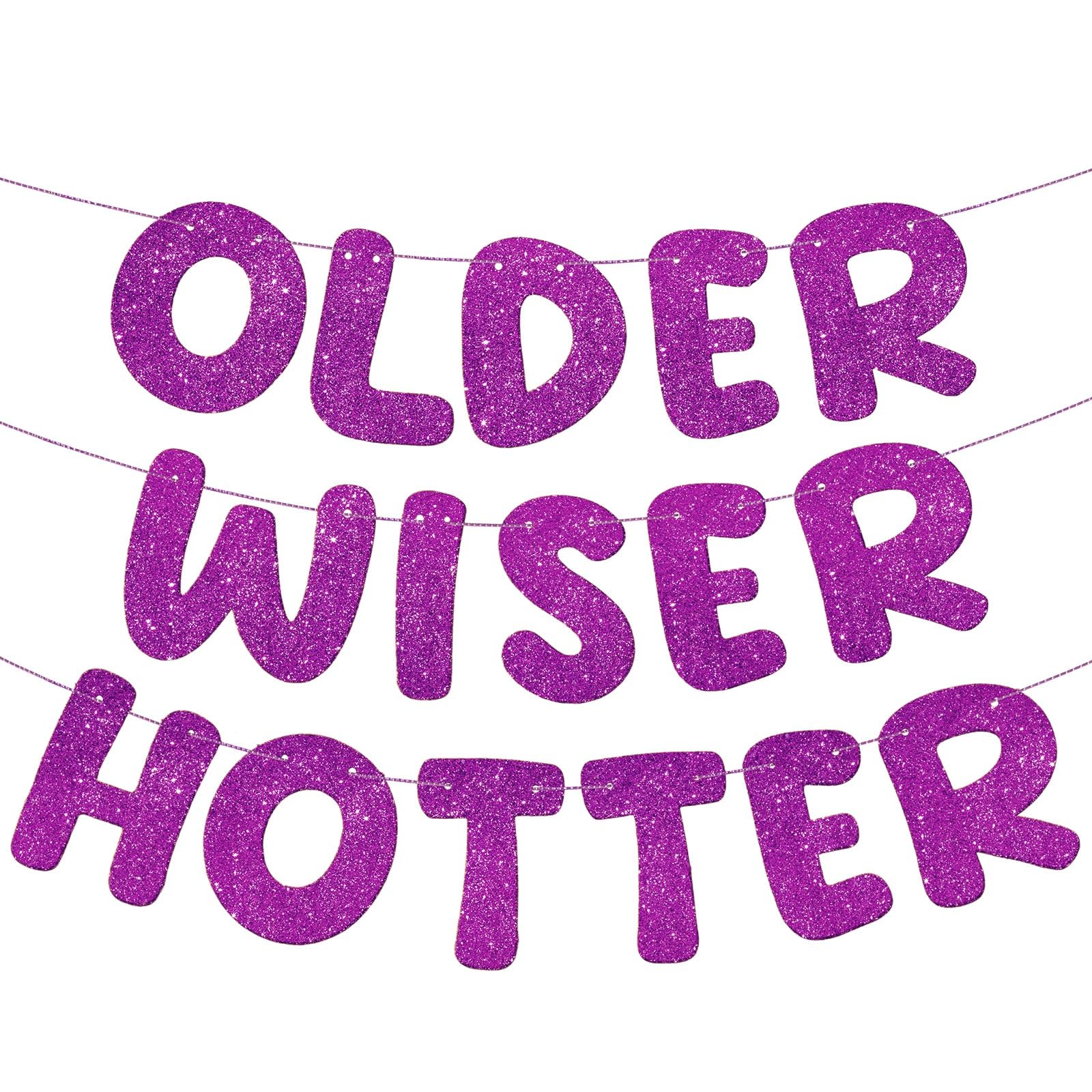 Fulmoon Older Wiser Hotter Banner Birthday sign,Purple