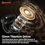 BUGANI Ouvrir les écouteurs d'oreilles Clip sur les écouteur sans fil 6.0 écouteurs 5.1g Ultra-léger pour les sports de course IPX5 imperméable 24H Temps de jeu ENC Effacer les appels en noir