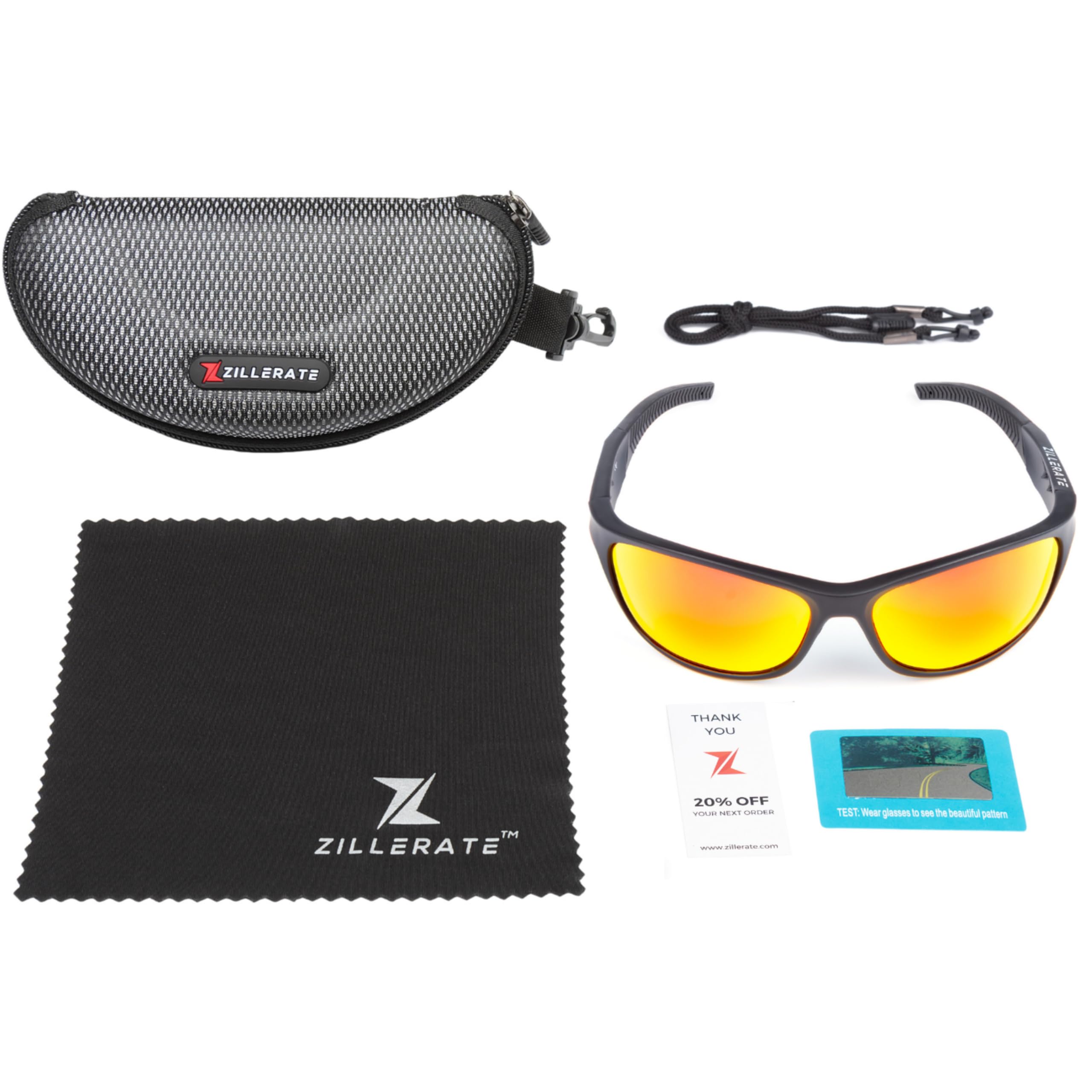 ZILLERATE Polarisierte Sport-Sonnenbrille für Herren und Damen, zum Fahren Radfahren Golf Fischen Laufen Segeln Skifahren, UV400-Schutz, Leichter, langlebiger TR90-Rahmen, Hartschalen-Etui