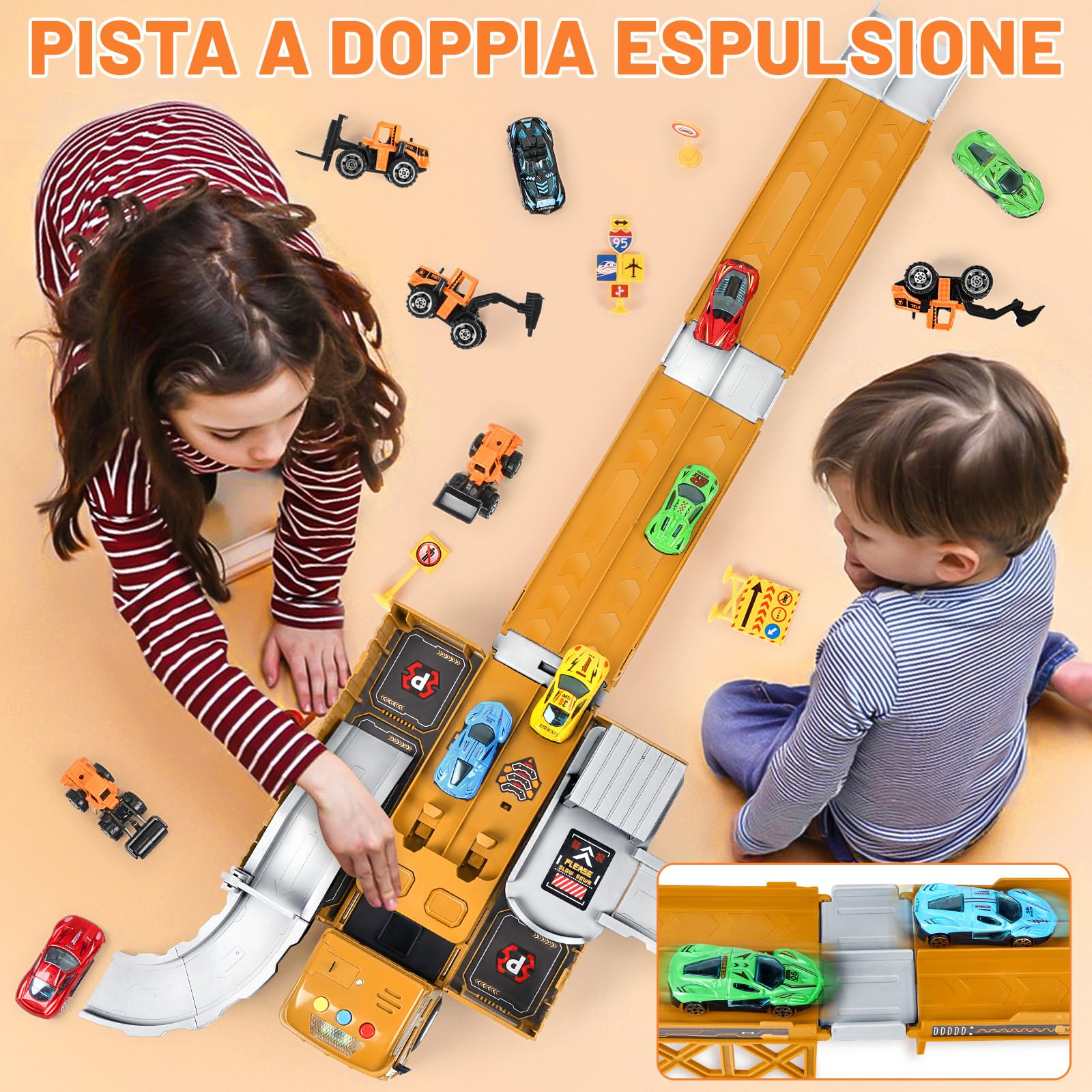Camion Giocattolo per Bambini, Camion da Cantiere Giocattolo con Gru, Veicoli da Cantiere con Suoni e Luci, Regali di Compleanno e Natale per Bambini dai 3 Anni in Su