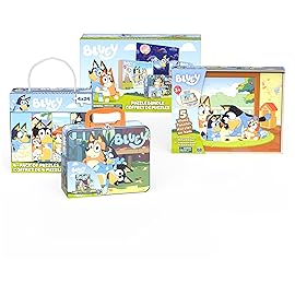 Bluey 11 Puzzle Bundle Set, 8- and 24-Piece Wood, Fuzzy, & Die-Cut Jigsaw Puzzles for Preschoolers and Kids