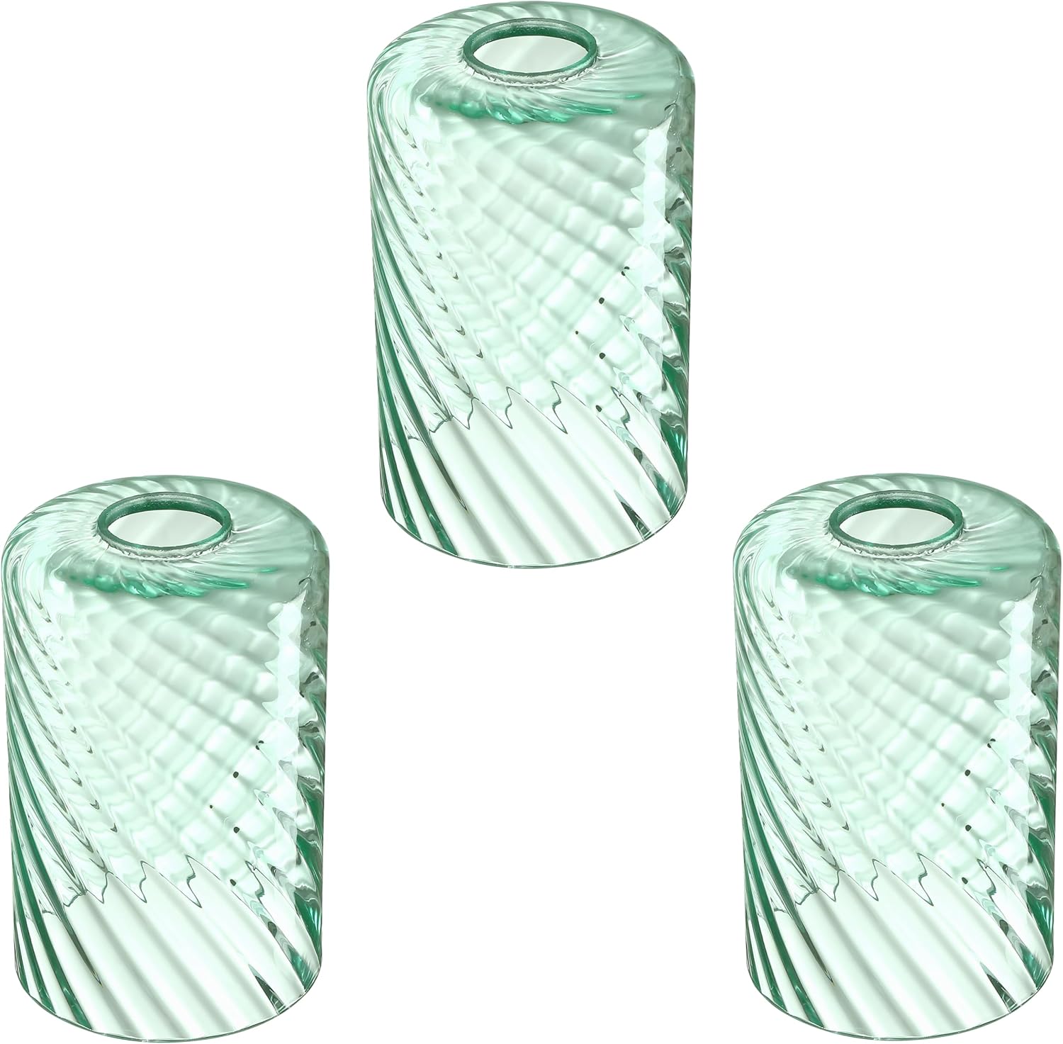 3 Pack 4.7 Inch Handblow Drum Green Textured Glass Shade Covers Light Fixture,Replacement for Mini Pendant Light Chandelier Ceiling Semi Flush Mount Light Wall Sconce Fixture