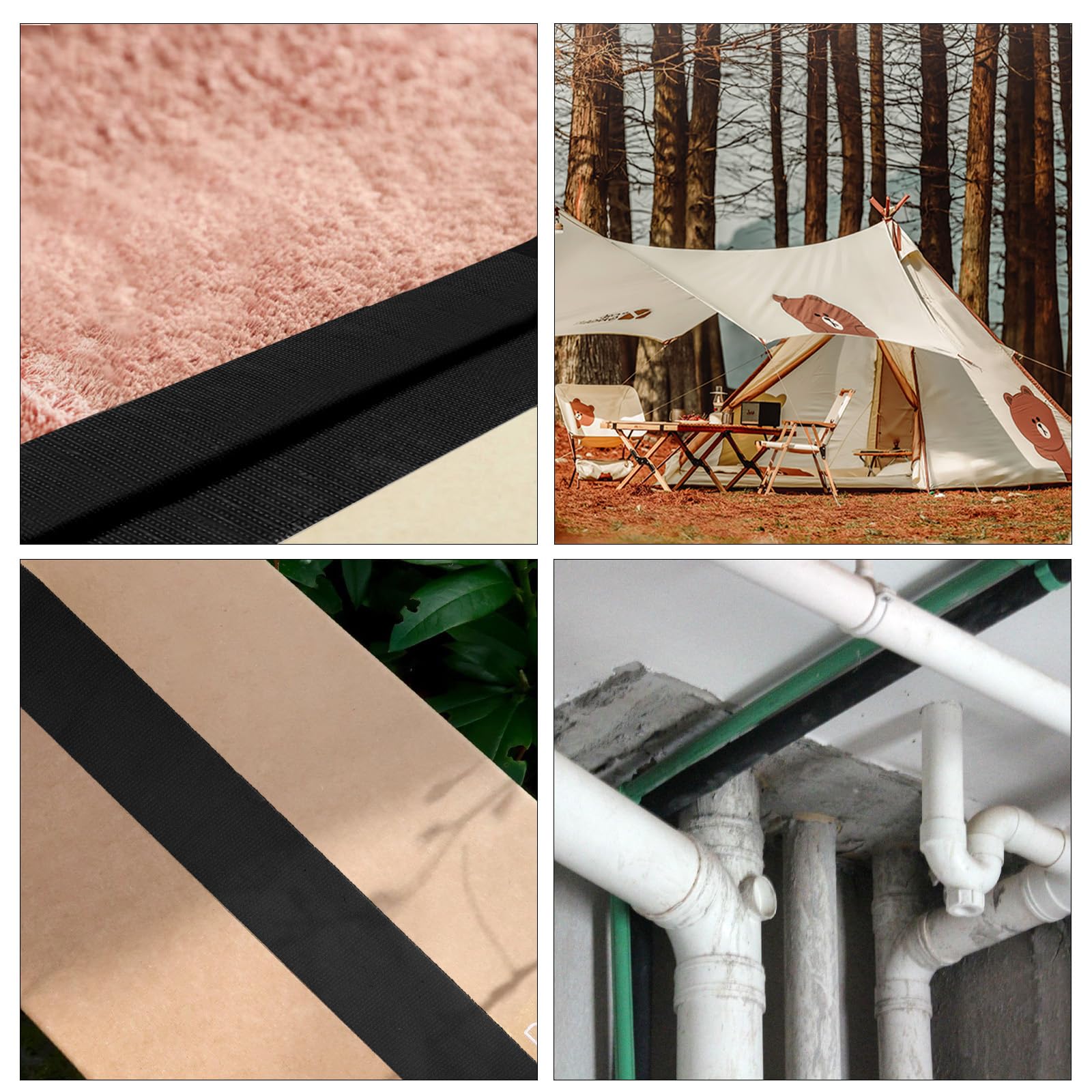 ROSEUP Cinta adhesiva resistente, 7.5 mil de grosor, 2 pulgadas x 30 yardas, flexible, sin residuos, impermeable y rasgado a mano, multiusos para interiores y exteriores, color negro