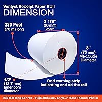 Vista 3 de Rollo de papel de impresora térmica para impresora de recibos Toast TP200 Punto de venta (12 rollos)