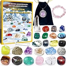 Adventskalender Kristalle, Adventskalender 2024 kinder mit 24 Tage Weihnachtskalender Countdown, Natürlichen Mineralien und Edelsteine, Weihnacht Geschenk für Mädchen Jungen-Deutsche Ausgabe