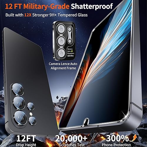 Miniatura 2 de letosan Paquete de 3 protectores de pantalla para Samsung Galaxy S26 Ultra de vidrio templado + 2 juegos de protectores separados para lente