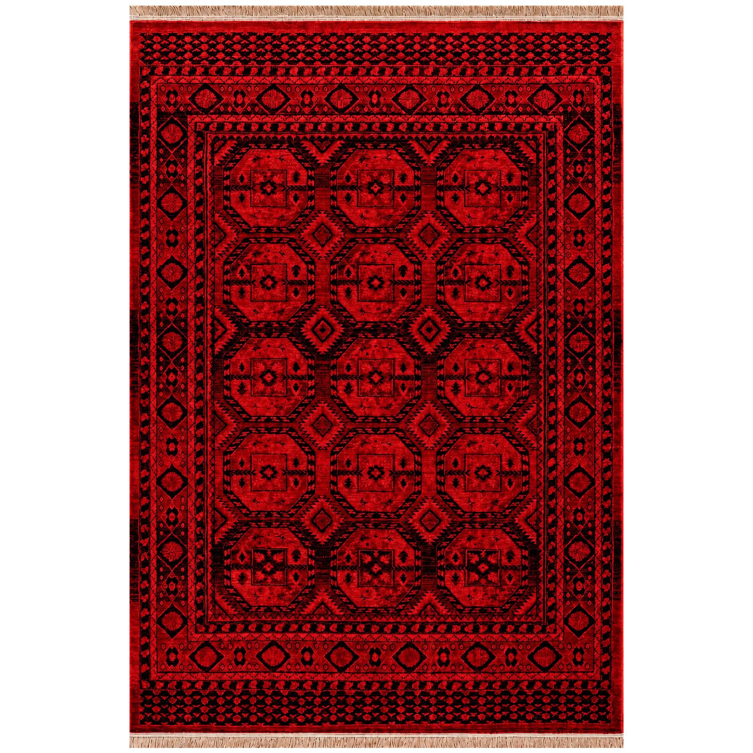 VIMODA Tapis Royal rouge foncé de style oriental vintage – Qualité supérieure et facile d'entretien, dimensions : 80 x 150 cm – Couleur : rouge 6
