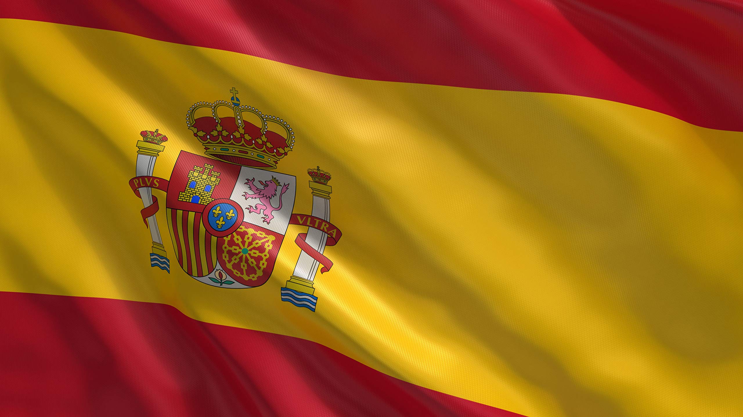 Sventolando Bandiera Spagna Sul Pennone Isolato Su Bianco | Vettore Premium - Foto 2