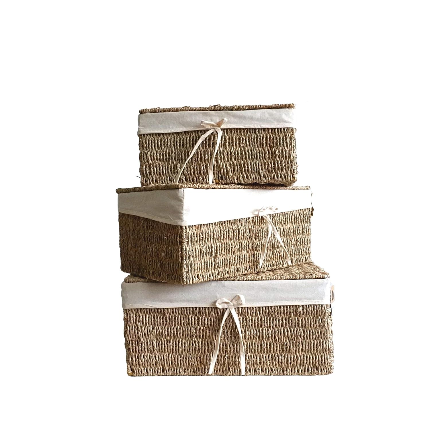 Vdecor small sized wicker basket with lid, rectangular