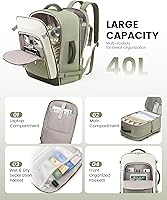 Vista 3 de LOVEVOOK Mochila de Viaje Grande, Mochila de Equipaje de Mano para Aviones, Viajes