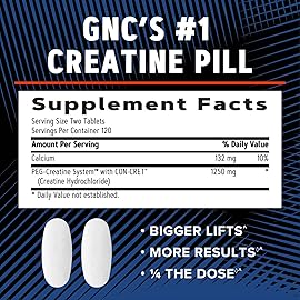 GNC AMP Creatine HCl 189 Pills, Clinically Proven Strength & Muscle Builder, Athletic Performance, Energy Production, Recovery Supplement, Fast Absorbing, Gluten Free Formula, 120 Servings