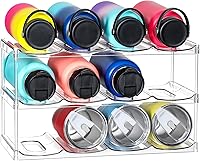 3-Tier Stackable Water Bottle Organizer for Stanley 40oz Tumblers - Large 4.3" Compartments, Clear Holder for 12 Bottles, Kitchen Cabinet Rack