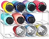 LARGER Compartment - 3 Tier Stackable Water Bottle Organizer Holder - for Stanley 40oz & Others' Large Tumbler - Clear Wine Rack, 12 Cup Bottle Holder for Cabinet Home Countertop Fridge Pantry Shelf
