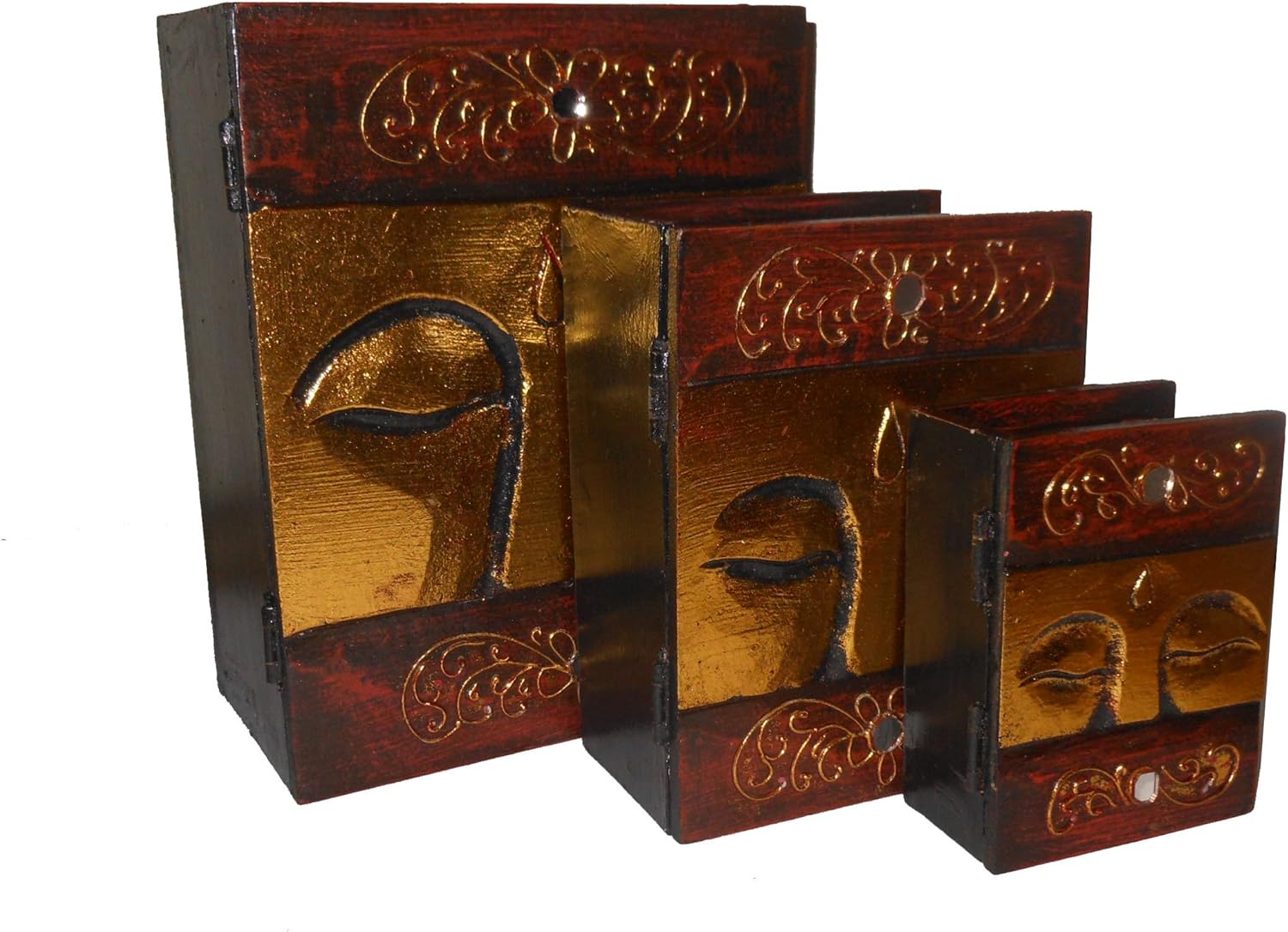Decorative Box, Handpainted Buddha Eyes, One Set of Three