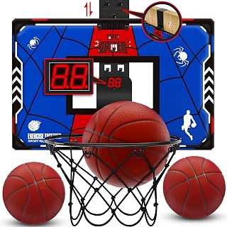 Indoor Mini Basketball Hoop for Kids – Over The Door Basketball Hoop with Scoreboard, Anti-Impact Backboard & 3 Balls, Pro Basketball Toy Gift for 5 6 7 8 9 10 11 12 Year Old Boys Girls