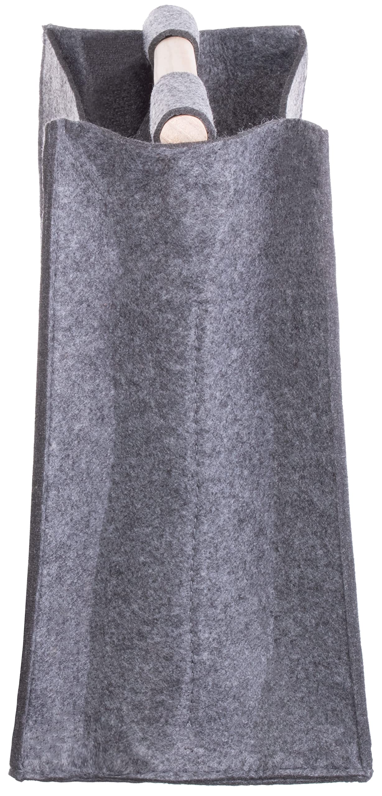 Brandsseller Filcowy stojak na gazety z drewnianym uchwytem ok. 31 x 30 x 18 cm kosz na gazety torba na gazety - w spokoju leży siła - szary