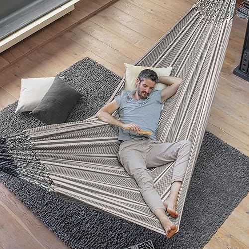 Miniatura 7 de LA SIESTA Flora - Hamaca clásica y soporte para árbol, hamaca de algodón, kit de suspensión de hamaca para árboles, vigas y postes, hamaca para