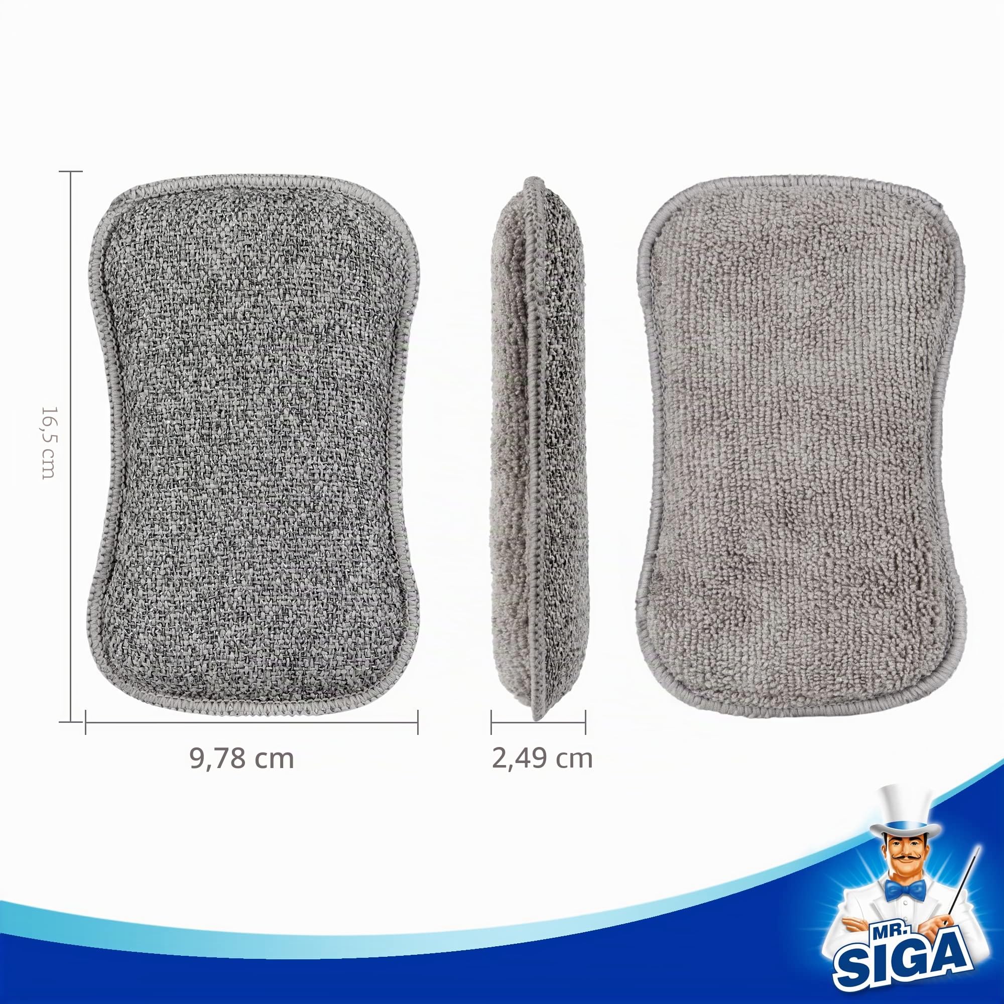 MR.SIGA Esponja y Estropajo de Microfibra de Dos Caras, 6 Piezas