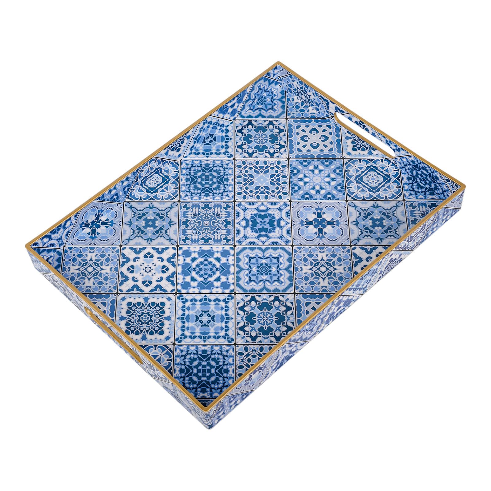 Polegas Serving Tray,Small Plastic Tray with Handles for Food Serving
