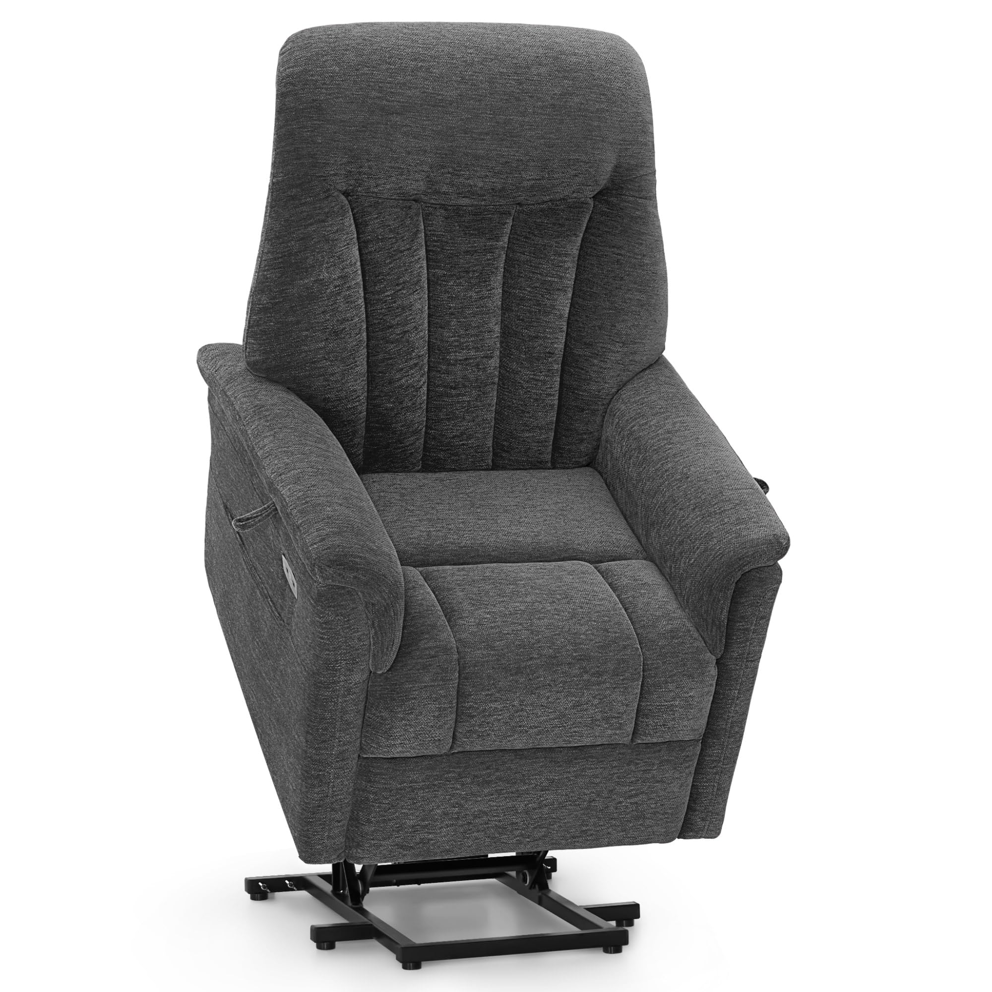 M MCombo Elektrischer Fernsehsessel mit Aufstehhilfe (Chenille, Grau, Modell 7117)