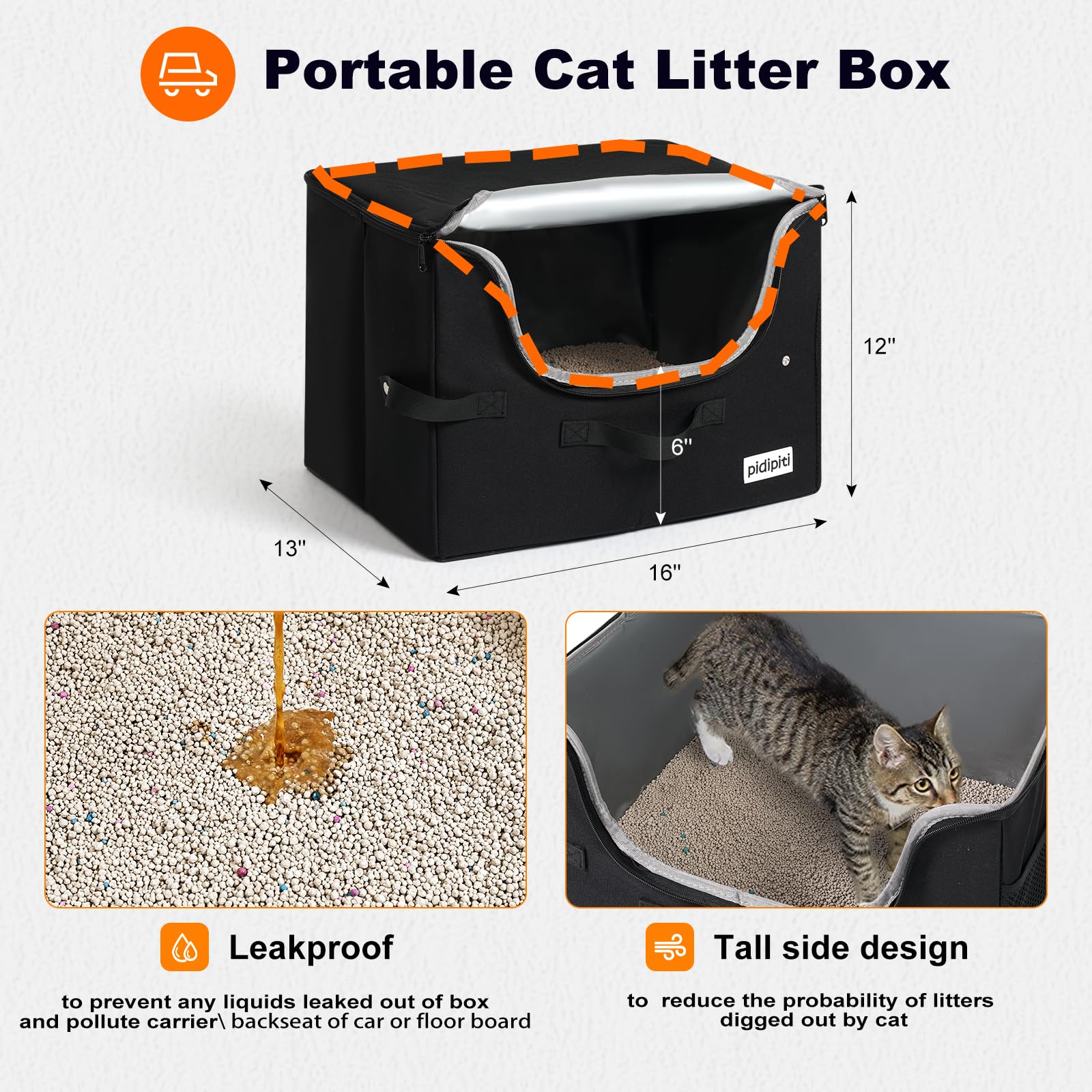 25''(L) x 17''(W) x 17''(H) Extra Large Expandable cat Carrier for car Travel,Soft Crate for 1 Large / 2 Medium Cats up to 35 lbs,Long Road Trip cage with a Leakproof Portable Litter Box - image 4