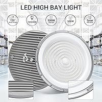 Vista 6 de 10 Pack 300W UFO Led High Bay Light,120VAC,5000K Daylight Commercial Bay Lighting,IP66 Waterproof,45050LM,1300W MH/HPS with Plug Area Light for