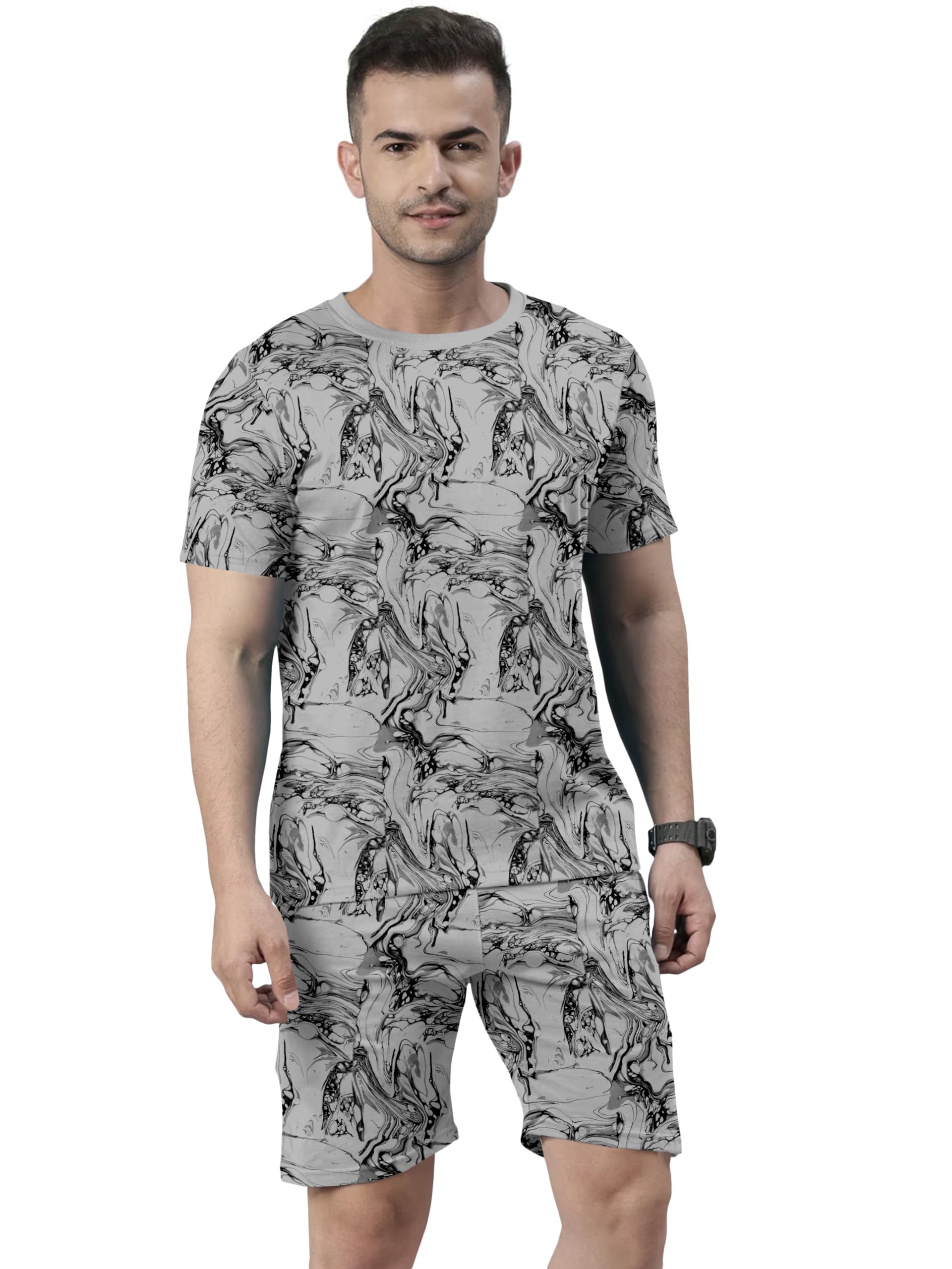 yagnapurush Men's Casual SummerNightdress men SoftCotton PolyLycra DigitalPrinted Casual Sleepwear&Launge(Lounge) Wear,RegularFit RoundNeck Short Sleeves TShirt shorts Pairset Classic Pajama stylish-picture-18