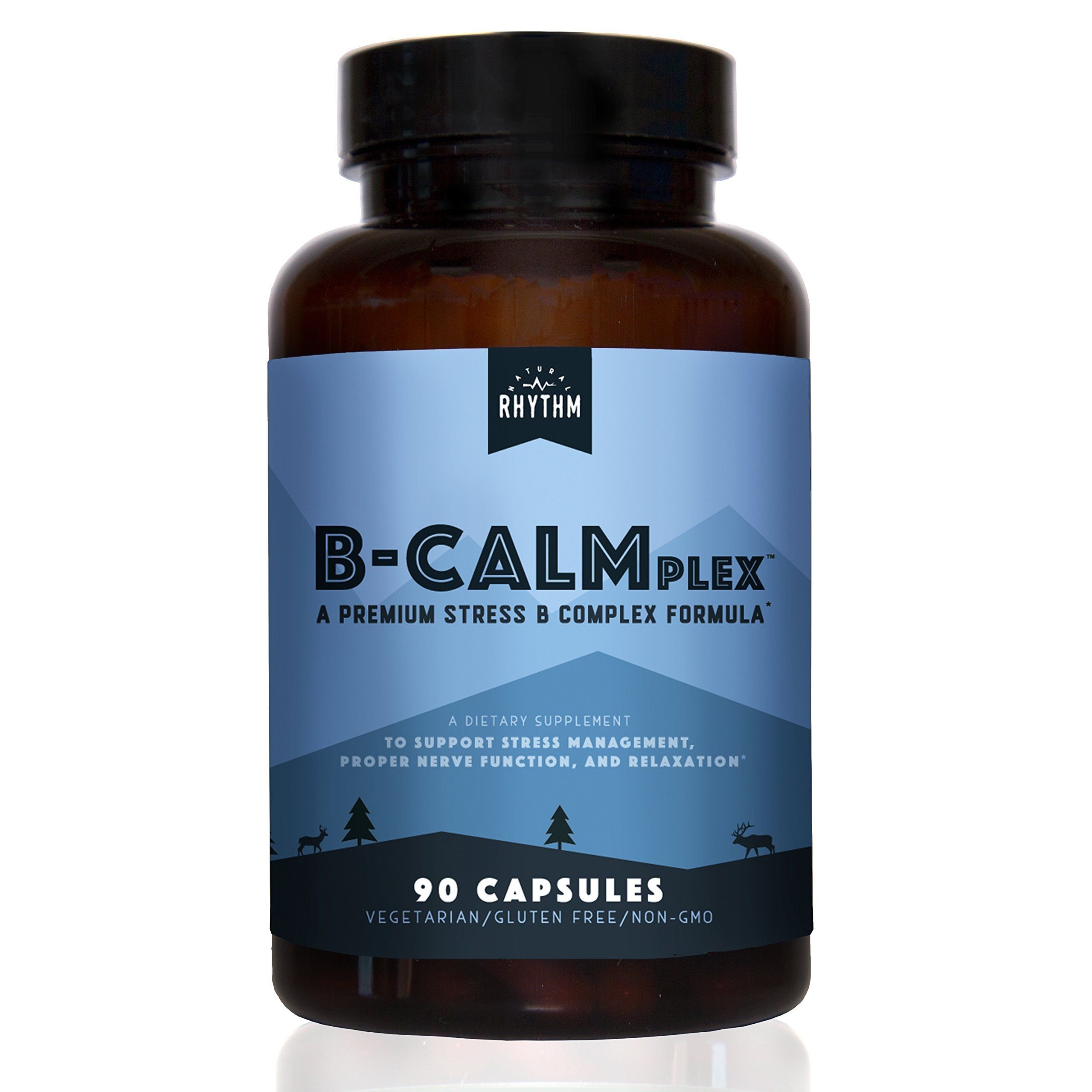 Natural Rhythm B-CALMplex B-Complex Vitamin Supplement, Comprehensive B Vitamin Blend with Methylfolate & B12, 3 Month Supply, 90 Capsules