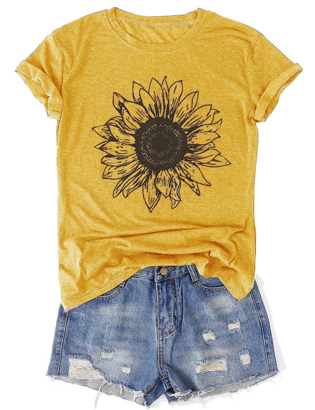 Womens Vintage Flowers T-Shirts Cute Floral Graphic Tees Wildflowers Cottagecore Tshirts Summer Casual Short Sleeve Tops